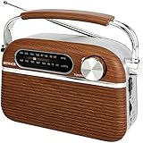 Retro AM FM Portable Radio Bluetooth Speak, Battery Operated Radio by 2X D Cell Batteries Or AC Power Vintage Transistor Radio with Big Speaker, Large Knob for Home and Outdoor