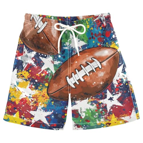 Jucciaco Boys Beach Board Shorts Rugby Graffiti Star Football Swim Trunk Teen Swimwear