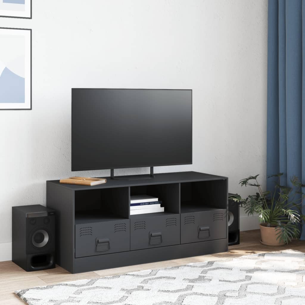 LAPOOH Stolik pod telewizor ze stali szary Antracyt 99x39x44 cm, stół telewizyjny, szafka telewizyjna, szafka telewizyjna, stół telewizyjny, meble do salonu, stół do salonu TV - 841735