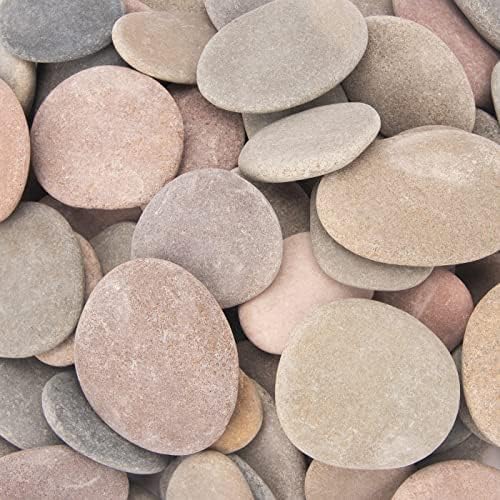 About 92-100 PCS River Rocks, 2"-3.3" Flat Painting Stones, 18 Pounds
