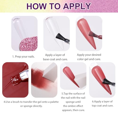 Gel de Pintura Gradient, 12 Colores con Esponjas para Uñas miniatura 4