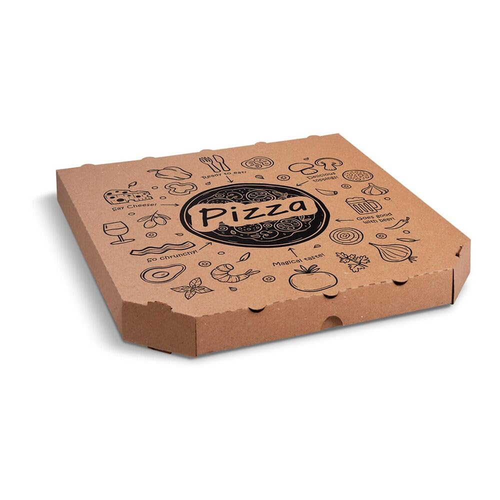 100 Pizzakarton aus Mikrowellpappe mit neutralem Motiv 32 x 32 x 3 cm