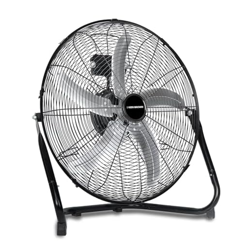 KEN BROWN 20 Inch High Velocity Floor Fan, 3-speed, 5 Blades, 360 Degree Tilting, Heavy Duty Metal Floor Fan for Garage, Shop, Gym