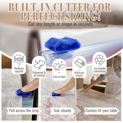 Image of Disposable Tablecloth Roll, 54 x 300Ft Lace Plastic Table Cloth