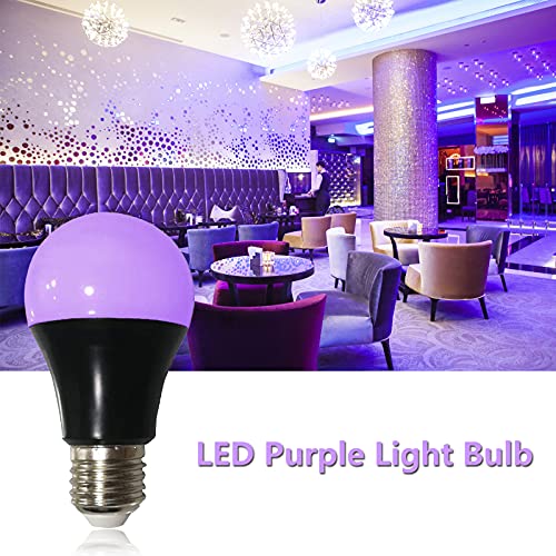 Sunshiney Black Light Bulbs, A19 Blacklight Bulb Uva Level 395-405Nm, Etl Listed, 6W (40W Equivalent), E26 Base, Glow In Dark For Body Paint Club Party Neon Posters - 4 Pack #TOP5