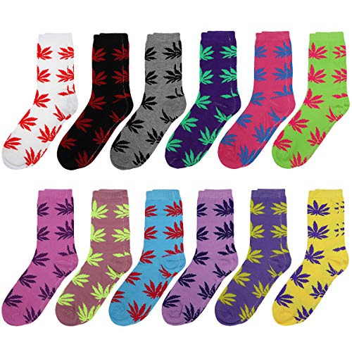 Image of Falari 12 Pairs Women's Cotton Crew Socks Assorted Colors