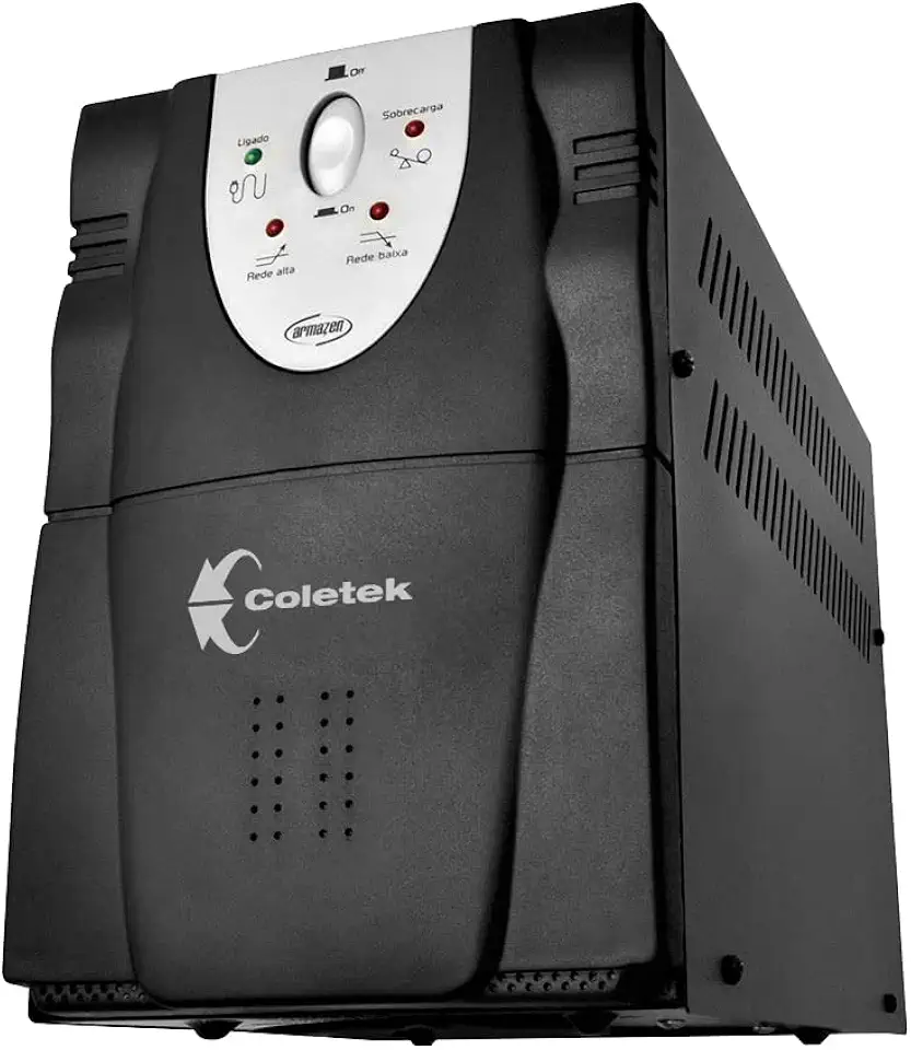 Estabilizador Coletek ES-3200VA Preto,Tensão nominal de entrada bivolt automático e saída 115V, 6 Tomadas elétricas tripolares de saída padrão NBR 14136, 4-10A e 2-20A Frequência 60Hz