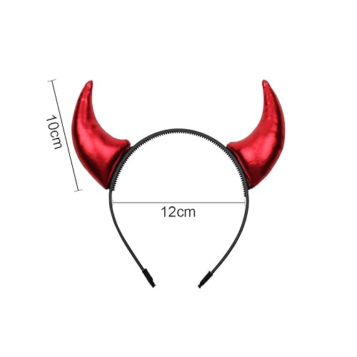 Miniatura 4 de Diadema de cuernos rojos para Halloween, diademas decorativas para el cabello para mujeres y hombres, diadema roja de satanás, accesorios de Navidad
