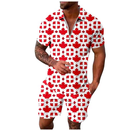 Ensemble décontracté motif drapeau homme en tissu léger coton et polyester