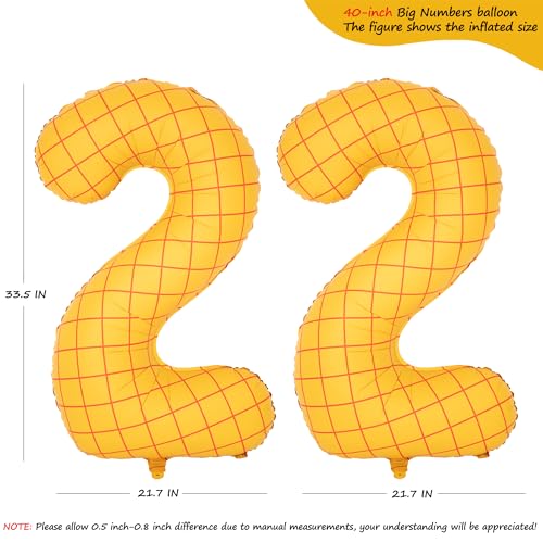 Image of 40 inch Large Number Balloon 22 Toy Inspired Story Yellow Birthday Balloon | Western Rodeo Party Supplies Boy Girl Story Anniversary Kids Birthday Party Cowboy Farm Themed Baby Welcome Decorations