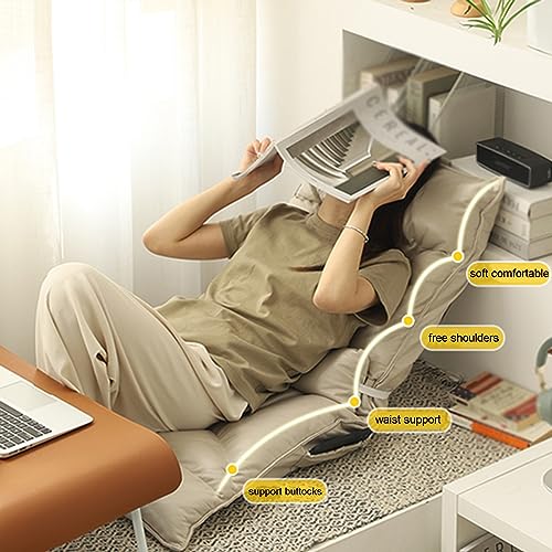 Chaise de sol réglable contre le mal de dos : canapé-lit pliable rembourré beige