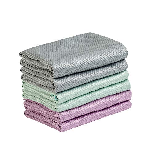 Microfiber Cleaning Cloth for Glass, Dishes, Mirrors, Windows, Stainless Steel, Cars,Floors, Furniture. Dust,Dirt,pet Dander Cleaning Cloth. Efficiency Polishing Towels. Large Size16”x 16”, Pack of 6