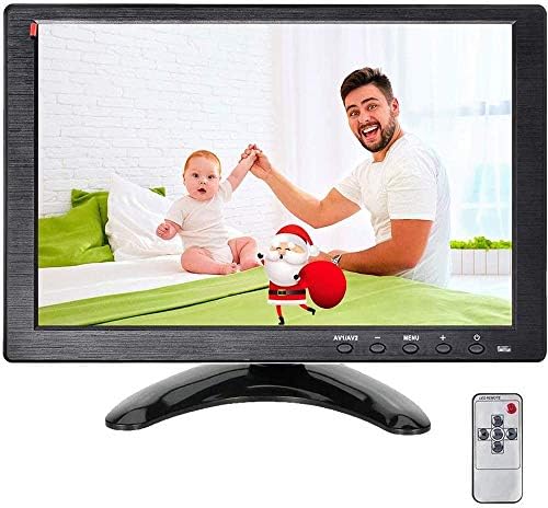 10.1 Inch Security Monitor Display 1024 x 600 Resolution Small TV Portable Monitor with AV VGA Input Dual Speakers for CCTV Raspberry Pi PC
