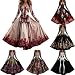 pvucpot Halloween Kostüm Damen Gruselig Skelett Print Kleid Gothic Maxikleid Cocktailkleid Vintage Retro Partykleid,V‑Ausschnitt,Kar...