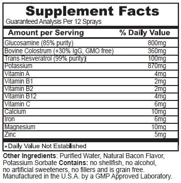 Miniatura 4 de Pet Cell Worx Spray nutricional de acción rápida para perros con glucosamina, calostro y resveratrol para una curación rápida y beneficios