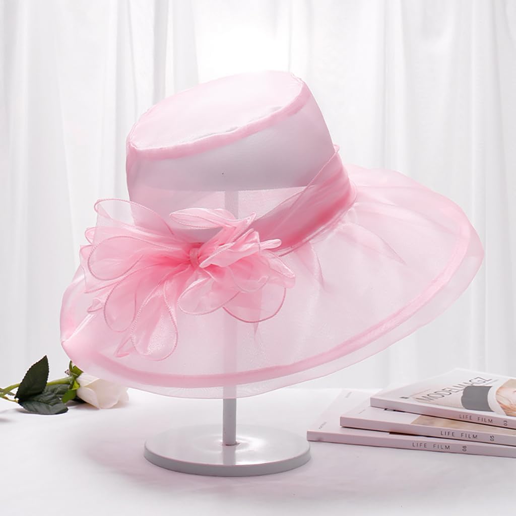 Derby Hats for Women 2025 Women's Elegant Organza Fascinator Sun Hat for Church, Tea Party, Weddings Hats - Image 3