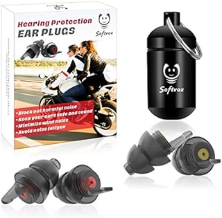 Motorcycle Ear Plugs 2 Pairs, Softvox Wind Noise Reduction & Premium Hearing Protection Reusable Earplugs for Motor, Motorbike, Motorsports, Parachuting, Touring, Racing, Riding, Shooting