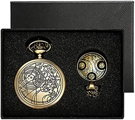 YISUYA Vintage Bronze Doctor Who Retro Dr. Who Quartz Pocket Watch with Necklace & Gift Box