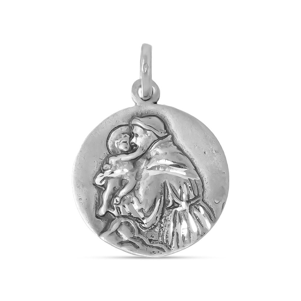 San Antonio-Medaille aus Sterlingsilber, 925 mm, massiv, 20 mm. Gravur im Preis inbegriffen – anpassbar – Aufnahme im Preis inbegriffen