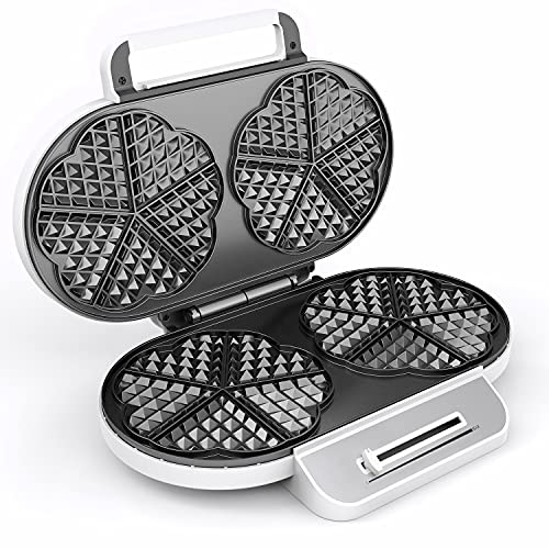 Monzana Waffeleisen Doppelt Herzwaffeln 1200 W Stufenloser Temperaturregulierung Antihaftbeschichtung BPA-Frei…