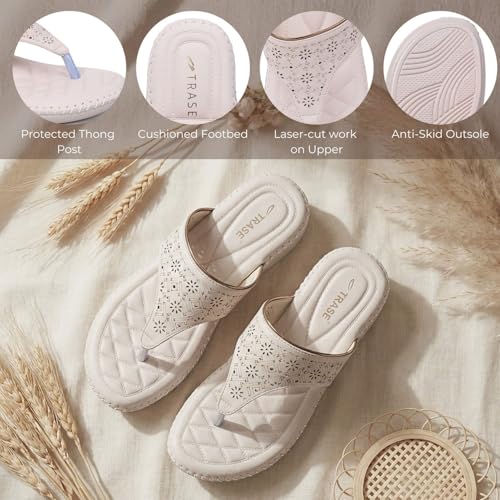 Image of TRASE Orthopedic Footwear for Women | Flat Ortho Slippers for Women Stylish | Soft Sole Ladies Chappal Fancy Comfortable Casual Footwear with Laser Cut Design