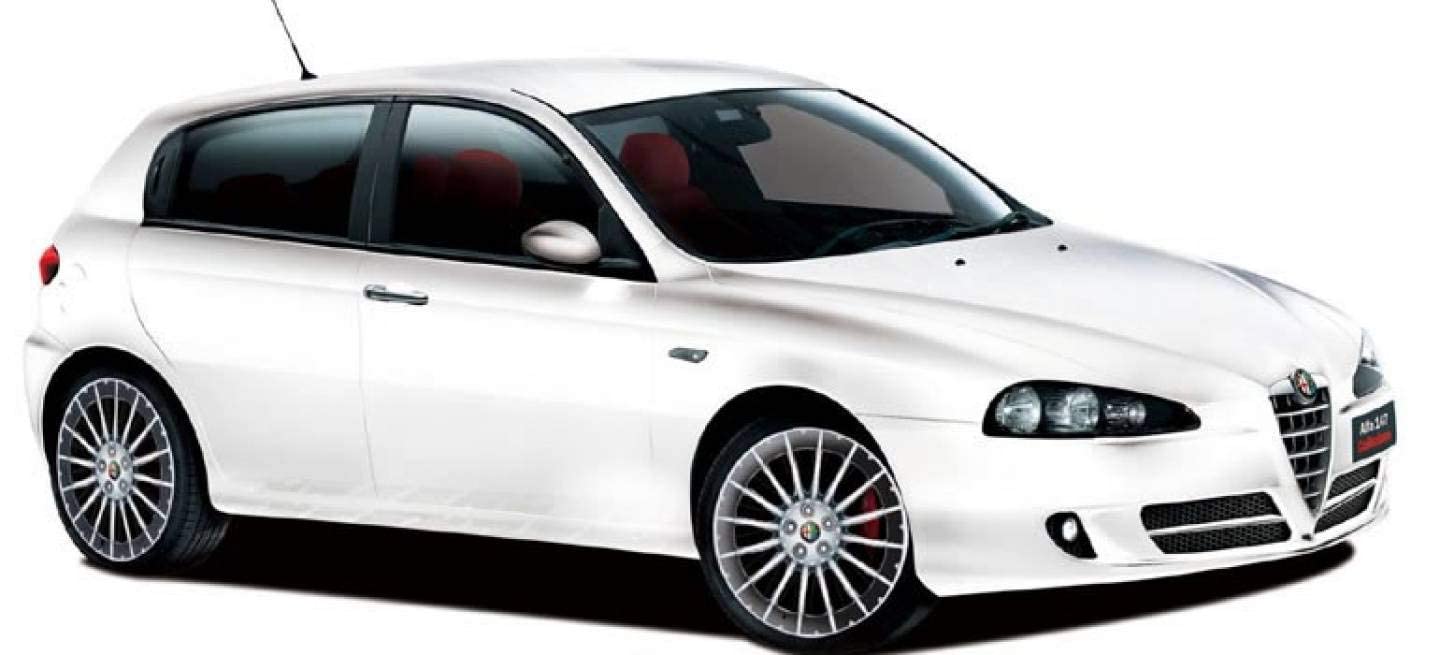 Tappetini per Alfa Romeo 147 dal 2001 al 2010 su mirusa, antiscivolo, battitacco in gomma rinforzato, bottoni di fissaggio