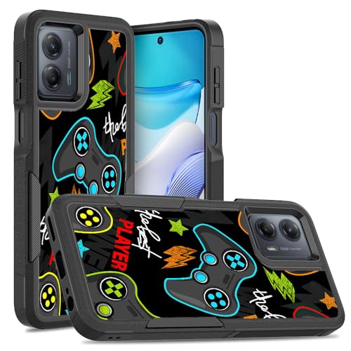 Candykisscase for Motorola Moto G Power, The Best Player Video Game Pattern Shock-Absorption Hard PC and Inner Silicone Hybrid Dual Layer Armor Defender Case (Moto G Power 5G 2023) Black