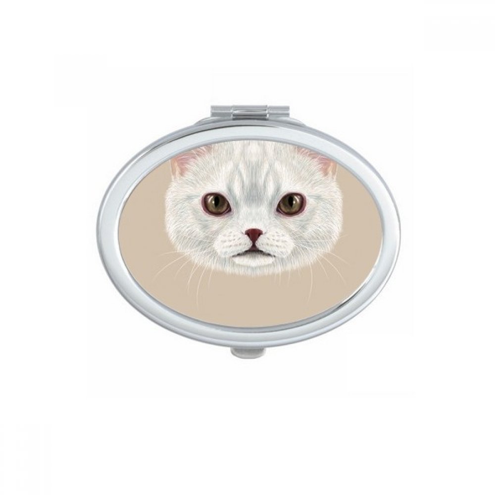 Petit miroir de poche chat blanc de maquillage portable et mignon