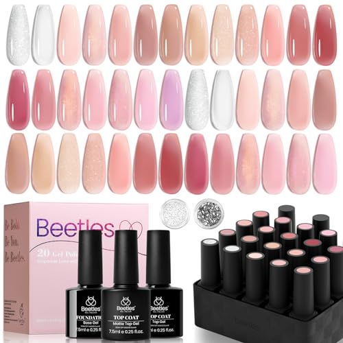 Gelab cosmetics LLC Beetles Nail Nook Gel Nail Polish Set - 119 PCS 100 Colors Gel Polish Kit Base Glossy Matte Glitter Top Coat Glitter Pearl Cat Eye White Red Pink Nude Uv Led Nails Summer