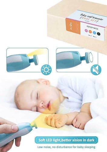 Miniatura 4 de AVOA - Cortador de uñas eléctrico para bebé, corte rápido seguro, sin daños en la cutícula, luz LED, silencioso, ergonómico, kit de lima de uñas