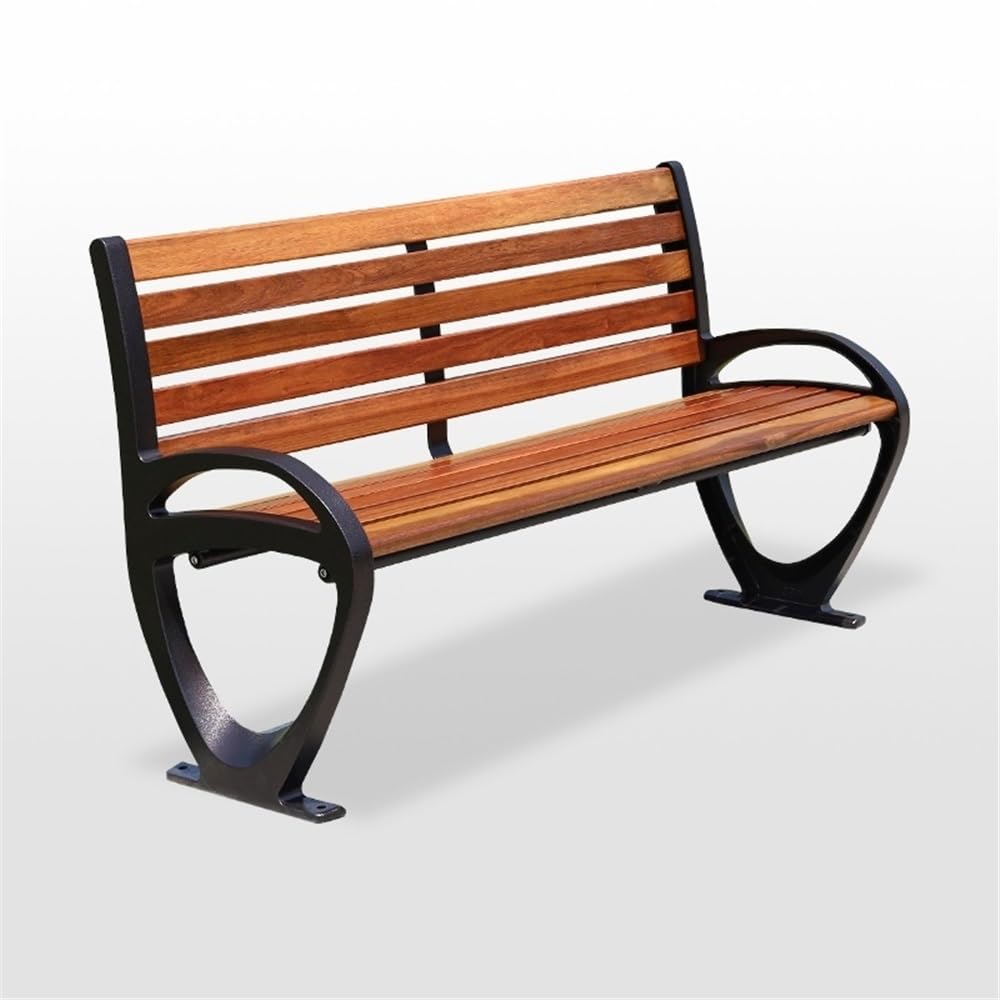 Banco del Parque Banco de Parque Exterior marrón con Patas Aluminio y Asiento Madera, Silla tablones Respaldo Descanso