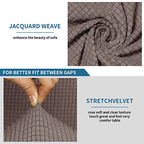 Secertmu 5 Seater Recliner Sofa Covers Stretch L Shape Sectional Sofa Slipcovers 7-Piece Velvet Stretch For Living Room Thicken Velvet Armchair Couch Covers (Brown) #TOP1