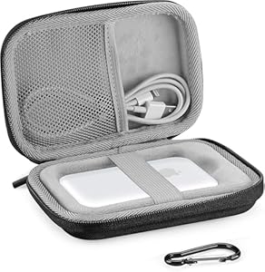 ProCase Tasche für Externe MagSafe Batterie, Schutzhülle mit Tragetasche, Hartschale Reise Etui Aufbewahrung Organiser für MagSafe Battery Pack–Schwarz
