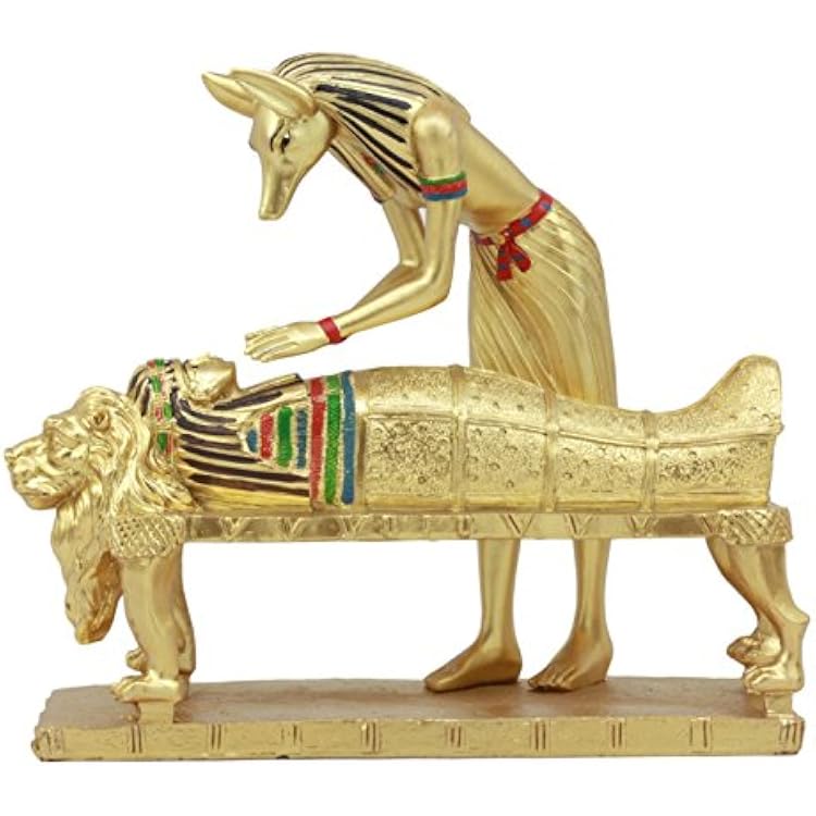Ebros Ancient Egyptian Deity Golden Anubis Embalming Pharaoh Mummy Statue Classical Egyptian God of The Dead Guide to The Afterlife and Mummification Sculpture