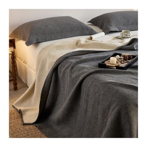 GBHMJU Colcha Cama Verano Primavera 240x260cm Colcha Bouti Cama 180/200 Suaves y Ligeras 20% Lino 80% algodón Acolchada para Cama o Sofá Suave y Transpirable(Gray A)