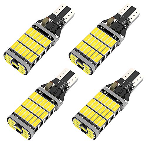 HX-CQHY 921 LED Car Bulb Super Bright T15 912 W16W 4014-45SMD Chipsets LED T15 Bulbs Used for Backup Reverse Lights, Canbus No Error 6500K Xenon White(4pcs/pack)