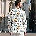 Ocxbuir Guitar Print Fashion Men's Long-Sleeve Blazer Stretchy Comfortable Business Daily Suit Jacket for Music Festivals Party Size L