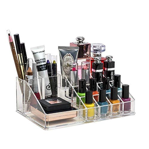 Image of VANDU 16 Compartment Acrylic Cosmetic Makeup Jewellery Lipstick Storage Organiser /Holder Box, 22x13x8 cm