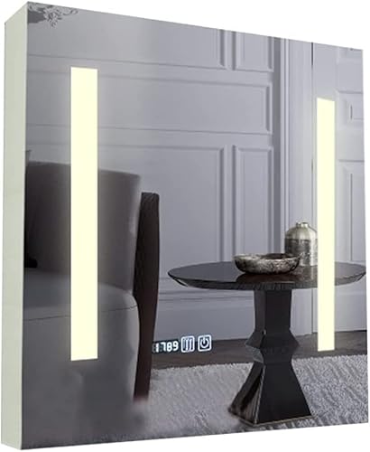 PhAsz Gabinetes con Espejo Espejo antivaho de Pared for baño de Pared Blanco con gabinete de Almacenamiento Gabinete de baño Espejo de baño con luz, para baño