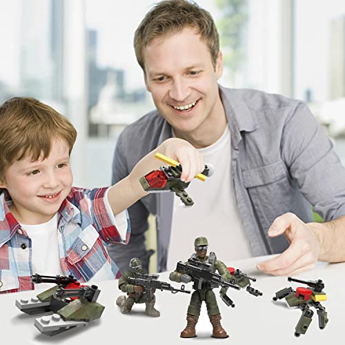 Meiest 8 Pcs Army Soldier Pioneer Mini Military Action Figures With Weapons And Vehicles, 2 In 1 War Army Vehicle Model Building Block Toys,Party Favors Set For Kids #TOP5
