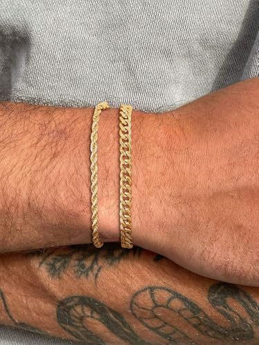Set de pulseras eslabón para hombre de acero inoxidable dorado y plateado miniatura 4