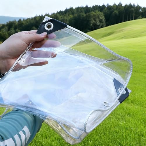 Lona de PVC multiusos de 110x220 cm transparente y resistente a la lluvia con acabado exterior 2