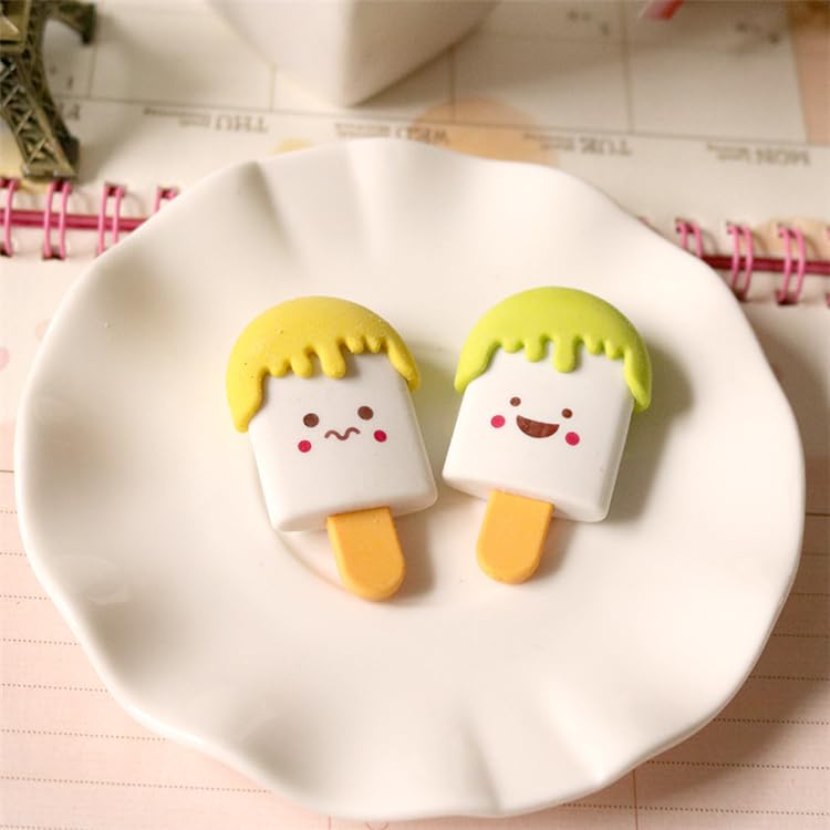 Image of Radiance 12 Pcs Ice Cream Shape Erasers for Kids | Cute Pencil Erasers for Girls & Boys | Fun Stationery | Birthday Return Gift | School Supplies (Multicolor)
