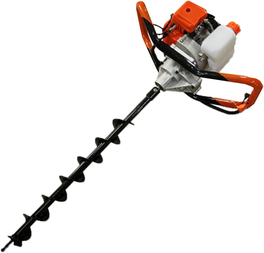 穴掘り機　52cc エンジンオーガー アスクワークス 杭打ち Amazon | 52cc エンジン アース オーガー 穴掘り機 80φ ドリル付 【杭