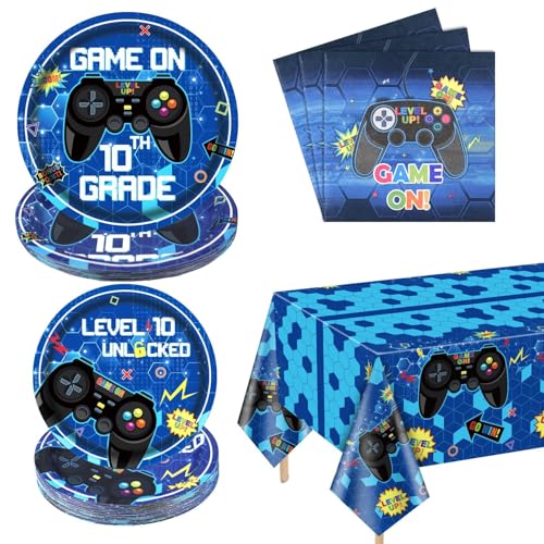61 Pcs Video Game Party Supplies Birthday Video Game Party Decor Paper Plates Napkins Video Game Tablecloth Gaming Party Supplies for Boy Birthday Party, Serves 20 (10th, 20) 61 Pcs Video Game Party Supplies Birthday Video Game Party Decor Paper Plates Napkins Video Game Tablecloth Gaming Party Supplies for Boy Birthday Party, Serves 20 (10th, 20)