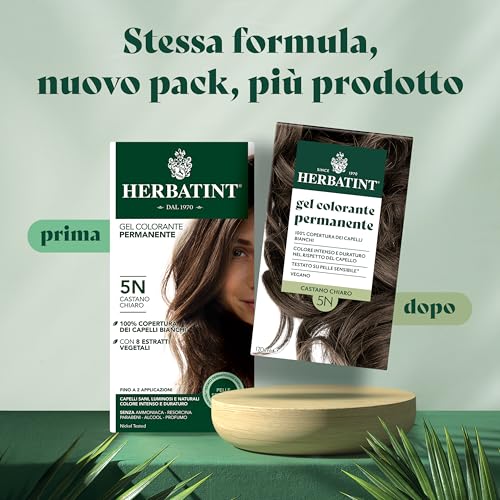 Herbatint Permanente Haarfarbe Gel 5N Hellbraun - 170 ml | Ammoniakfrei, 100% Abdeckung für weißes Haar | für empfindliche Haut, mit 8 natürlichen Bio-Extrakten – Bild 4