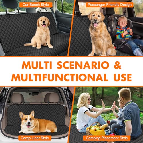 Image of NECKORY Backseat Cover for Dogs, Waterproof and Non-Slip Pet Bench Seat Covers, Car Seat Protector for Back Seat, Universal Size Rear Car Seat Cover Fits Cars, Trucks and SUVs, M-Black