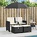 INLIFE Gartensofa 2-Sitzer Sonnenschirm und Hocker Schwarz Poly-Rattan,Möbel,Gartenmöb... KG,365882