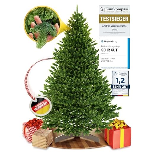 ArtiTree Künstlicher Weihnachtsbaum 180 cm – 100 % Spritzguss Nordfichte | Premium Tannenbaum naturgetreu inkl. FSC-Holzständer & Aufbewahrungstasche