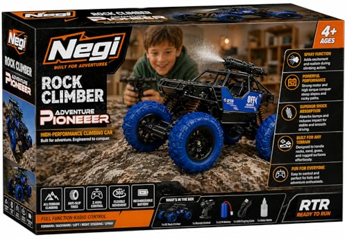 Image of Negi Rock Climber RC Car 1:20 Scale Off-Road Stunt Vehicle with Spray Function, LED Lights, 2x2 Drive, Rechargeable Battery for Kids